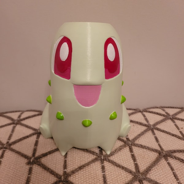 Chikorita Planter! Hand-painted Plant Pot Home Decor 3D Printed Pokemon Houseplant