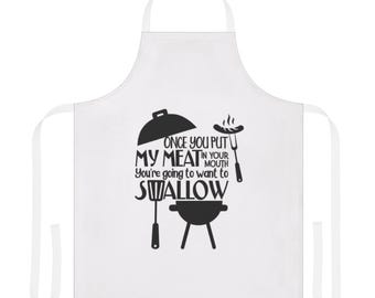 Delantal "Una vez que me pones la carne en la boca" / Delantal tipográfico para parrilla de barbacoa