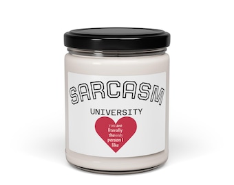 Vela con diseño de corazón de Sarcasm University / Vela de soja perfumada, 9 oz