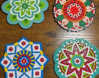 Posavasos con mandala para pintar con diamantes
