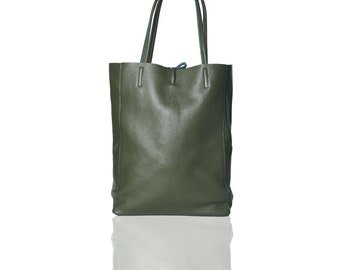 Mira Luna Siena Tasche aus olivgrünem Echtleder