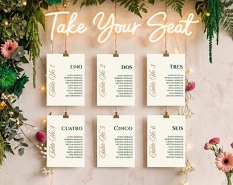 Emerald Gold Seating Chart Card, Wedding Table Seating Sign — Emerald Elegance Editable Canva Template, Tables 1-15, Q101