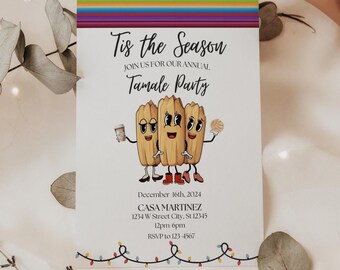 Tamale Party Invitation, Cafecito Conchas, Tamale Making Season Invite, Christmas Tradition, Tis the Season Tamalada, 5x7 Canva Template