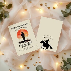 Vaquero 50th Birthday Invitation, Cowboy Birthday, Rodeo Theme, Mens Birthday Invite, Mexican Fiesta, 50th Birthday Idea, 5x7 Canva Template image 6