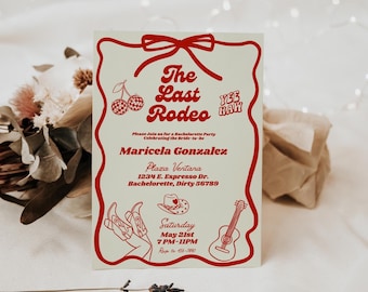 El Último Rodeo, Linda Invitación de Despedida de Soltera Rosa y Beige, Despedida de Soltera Vaquera, Despedida de Soltera Western, Despedida de Soltera Texas, Itinerario, Plantilla de Canva