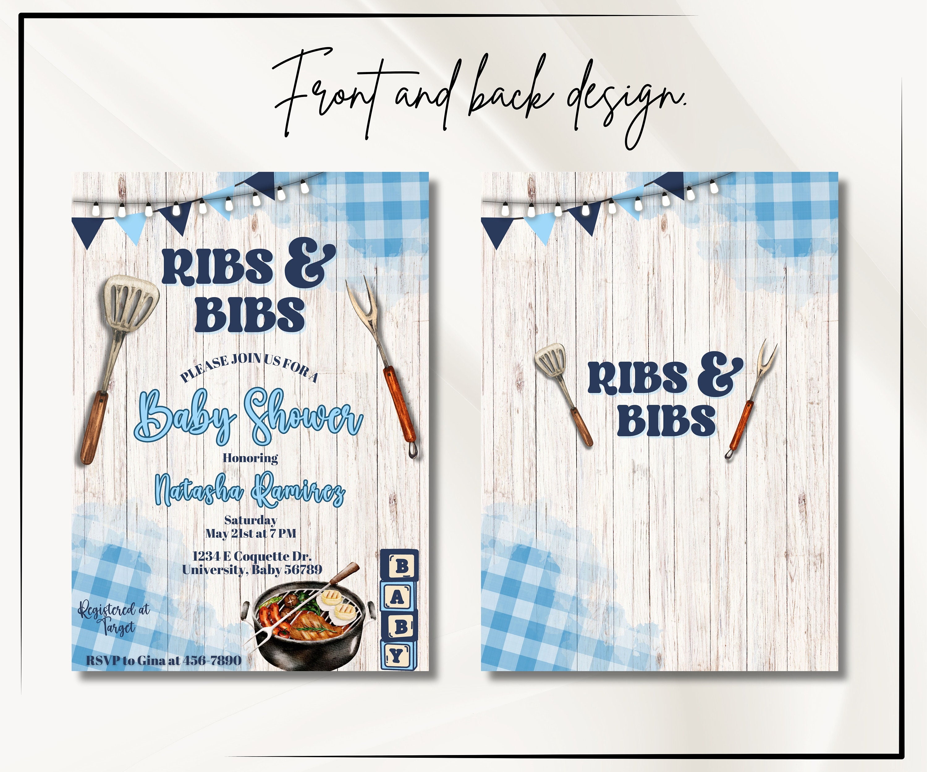 BBQ Baby Shower Invitation, Ribs & Bibs Theme (editable Instant ...