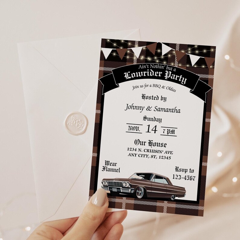 Cholo Party, Brown Lowrider Invitation, Chicano Culture, Lowrider Party Invite, Chicano, Cholo Party, Oldies & Homies, 5x7 Canva Template image 4