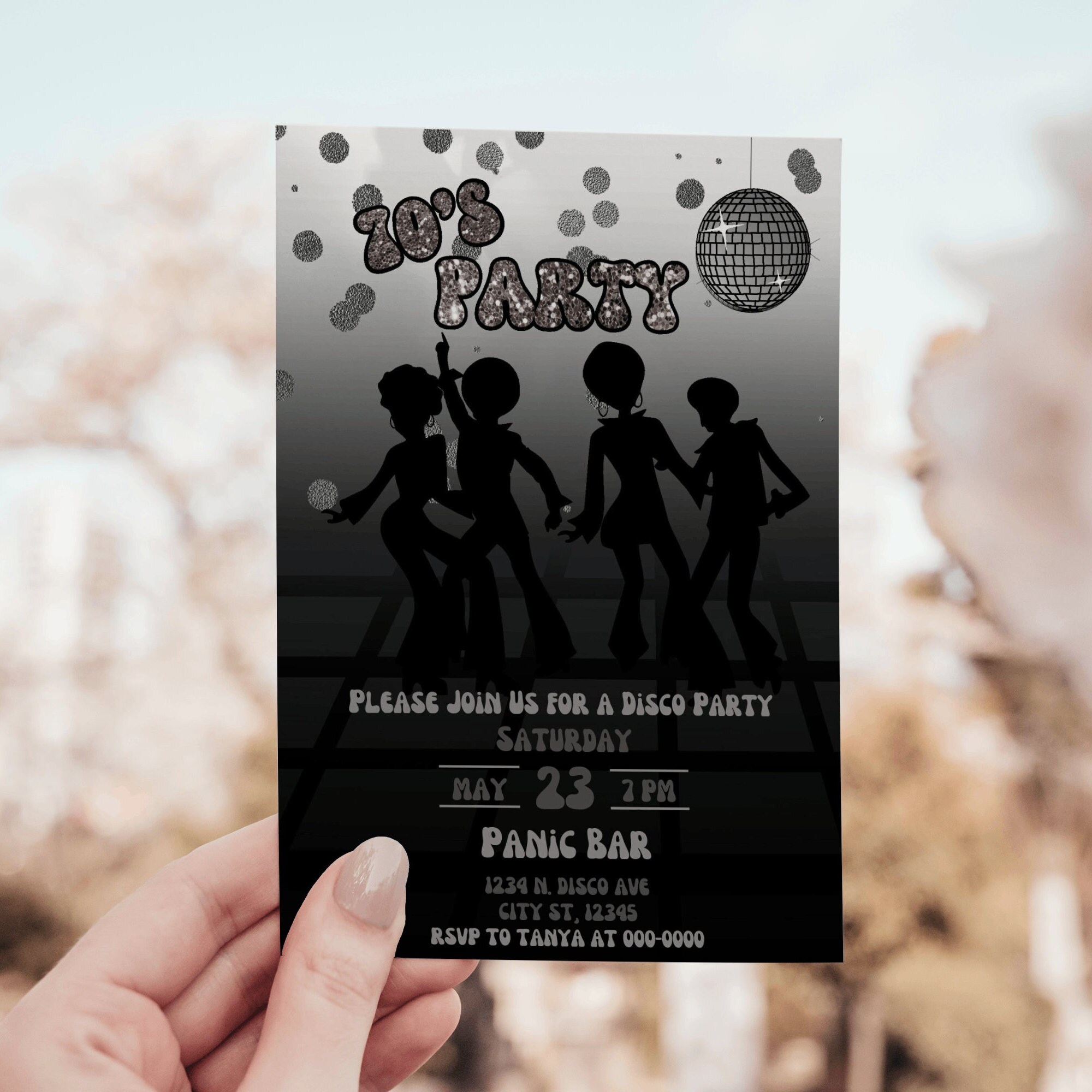 70's Party Invitation | Disco Party Invitation Template | Retro 70's ...
