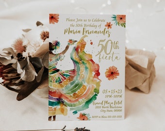 50th Fiesta Invitation | 50th Birthday - Fiesta Invitation | Fiesta Printable - Instant Download 5x7in - Editable on Canva