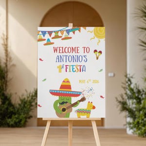 1st Fiesta Welcome Sign, 1st Birthday Fiesta Decor, Mexican Theme, Let&#39;s Fiesta, My 1st Fiesta, Welcome Poster, Canva Templates, A102