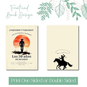 Vaquero 50th Birthday Invitation, Cowboy Birthday, Rodeo Theme, Mens Birthday Invite, Mexican Fiesta, 50th Birthday Idea, 5x7 Canva Template image 9