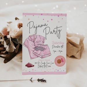 Starlit Slumber: invito modificabile per pigiama party 5x7 per donne e ragazze / Modificabile su Canva