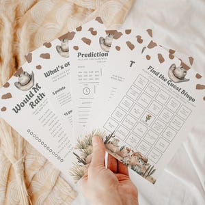 Western showergamebundel babyjongen, Cowboy onderweg, Cowboyshowergames, The Price is Right, Babyvoorspellingskaart, 5 x 7 printables, L123