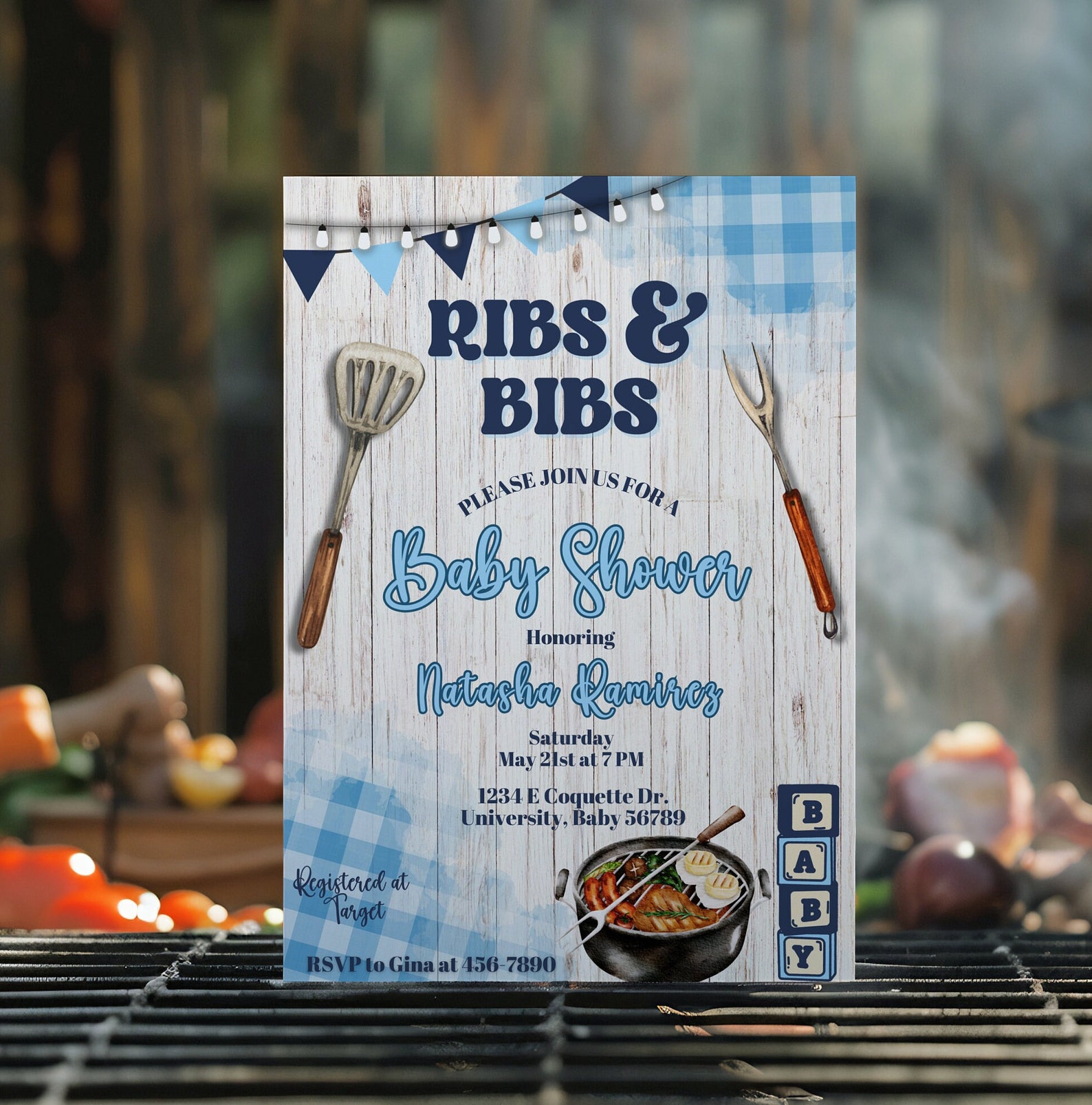 BBQ Baby Shower Invitation, Ribs & Bibs Theme (editable Instant ...