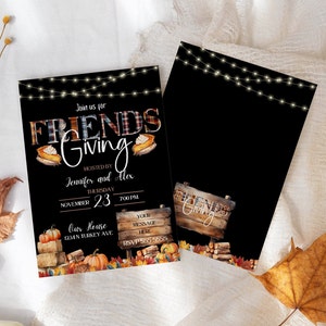 Friendsgiving Printable Invitation | Fall Gathering Invitation - Double sided Option and Editable on Canva