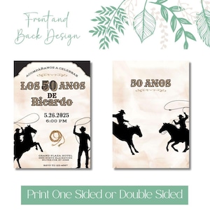 Vaquero 50th Birthday Invitation, Rodeo Theme, Cowboy Birthday, Mens Birthday Invite, Mexican Fiesta, 50th Birthday Idea, 5x7 Canva Template image 9