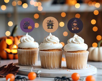 Halloween Cupcake Toppers, Kids Monster Party Topper Set — Calling All Monsters Instant Download Printable | H103