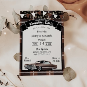 Cholo Party, Brown Lowrider Invitation, Chicano Culture, Lowrider Party Invite, Chicano, Cholo Party, Oldies & Homies, 5x7 Canva Template image 1