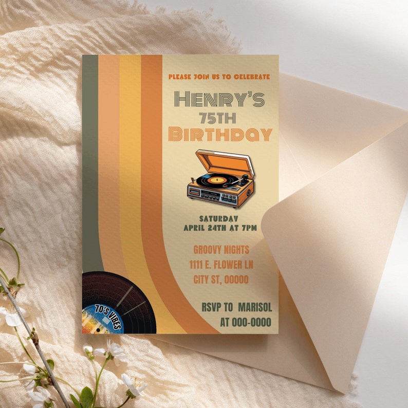 75th Birthday Invitation 70's Invitation Template 70's Style 75th ...