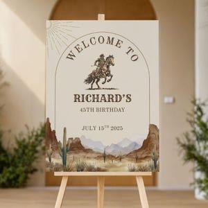 Rustic Western Birthday Welcome Sign, Cowboy Party, Wild West Birthday, Editable Template, Ranch Cowboy Birthday, 40th, 50th, 60th, C101