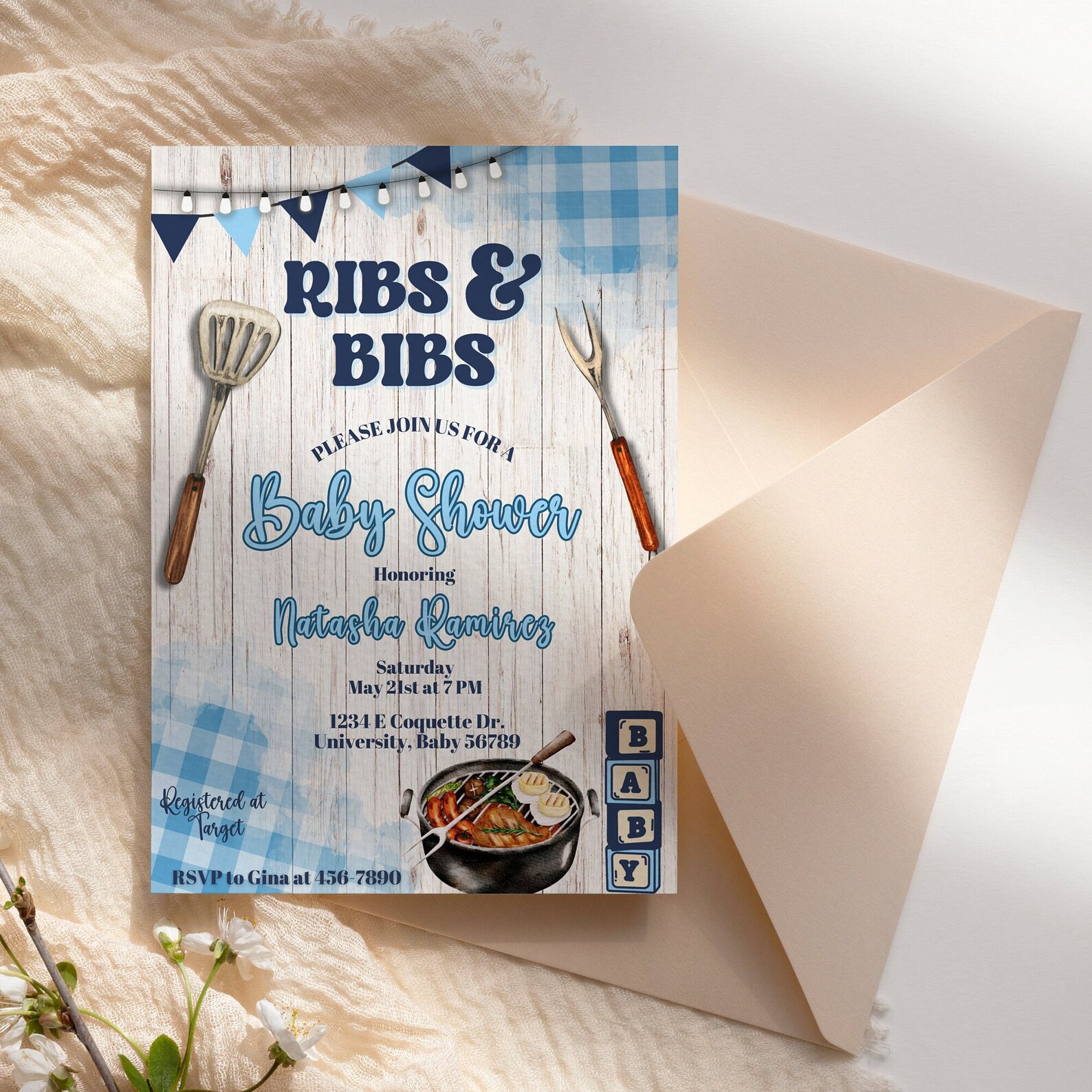 BBQ Baby Shower Invitation, Ribs & Bibs Theme (editable Instant ...