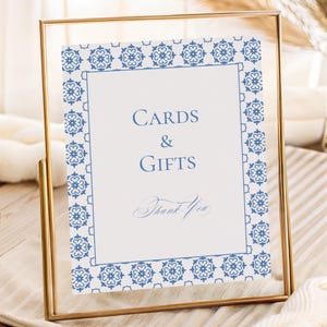 Cielito Lindo, cartello per baby shower Talavera blu, tavolo dei regali, bar Mimosa, biglietti e regali, cartello da tavolo 5x7 e 8x10 modello modificabile Canva, L112