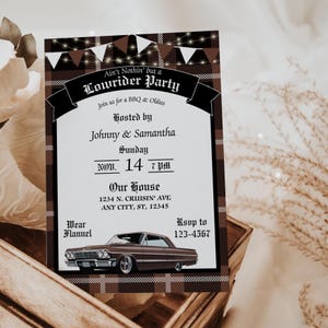 Cholo Party, Brown Lowrider Invitation, Chicano Culture, Lowrider Party Invite, Chicano, Cholo Party, Oldies & Homies, 5x7 Canva Template image 3
