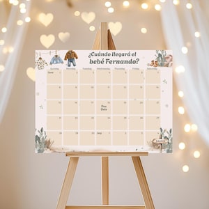 Guess the Due Date, Cowboy Vaquerito Editable Calendar, Cowboy Shower, Western Rodeo Baby Shower Game, Canva Template L123
