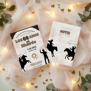 Vaquero 60th Birthday Invitation, Rodeo Theme, Cowboy Birthday, Mens Birthday Invite, Mexican Fiesta, 60th Birthday Idea, 5x7 Canva Template image 6