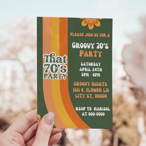 70's Party Invitation | Retro Party Invitation Template | 70's Party ...