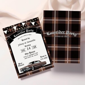Cholo Party, Brown Lowrider Invitation, Chicano Culture, Lowrider Party Invite, Chicano, Cholo Party, Oldies & Homies, 5x7 Canva Template image 5