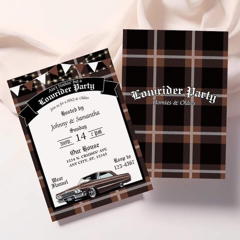Cholo Party, Brown Lowrider Invitation, Chicano Culture, Lowrider Party Invite, Chicano, Cholo Party, Oldies & Homies, 5x7 Canva Template image 5