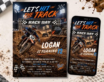 Dirt Bike Birthday Invitation 5x7 in + Mobile Invitation