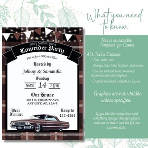 Cholo Party, Brown Lowrider Invitation, Chicano Culture, Lowrider Party Invite, Chicano, Cholo Party, Oldies & Homies, 5x7 Canva Template image 8