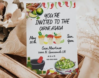 You're Invited to the Carne Asada, Michelada, Digital Invite, Editable Printable Download, Mexican BBQ Party, Cinco de Mayo, Canva Template