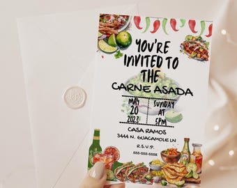 You're Invited to the Carne Asada | Digital Invitation | Editable Printable Download | Mexican BBQ Party | Cinco de Mayo | Canva Template