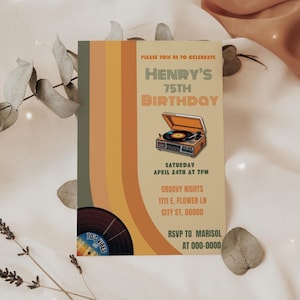 70er Party Einladung, Disco Party, 70er Geburtstagsparty, Hippie, Einladung, 70er Geburtstag, 75er Geburtstag, 90er Geburtstag, Canva Template 15x20cm