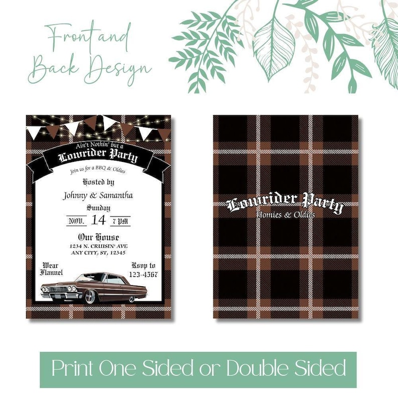 Cholo Party, Brown Lowrider Invitation, Chicano Culture, Lowrider Party Invite, Chicano, Cholo Party, Oldies & Homies, 5x7 Canva Template image 9