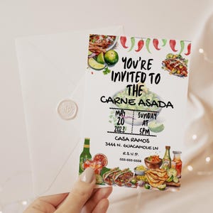 You&#39;re Invited to the Carne Asada | Digital Invitation | Editable Printable Download | Mexican BBQ Party | Cinco de Mayo | Canva Template