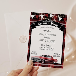 Cholo Party, Red Lowrider Invitation, Chicano Culture, Lowrider Party Invite, Chicano, Cholo Party, Oldies & Homies, 5x7 Canva Template