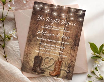 Rustic Night Before Dinner Rehearsal Invitation -W103
