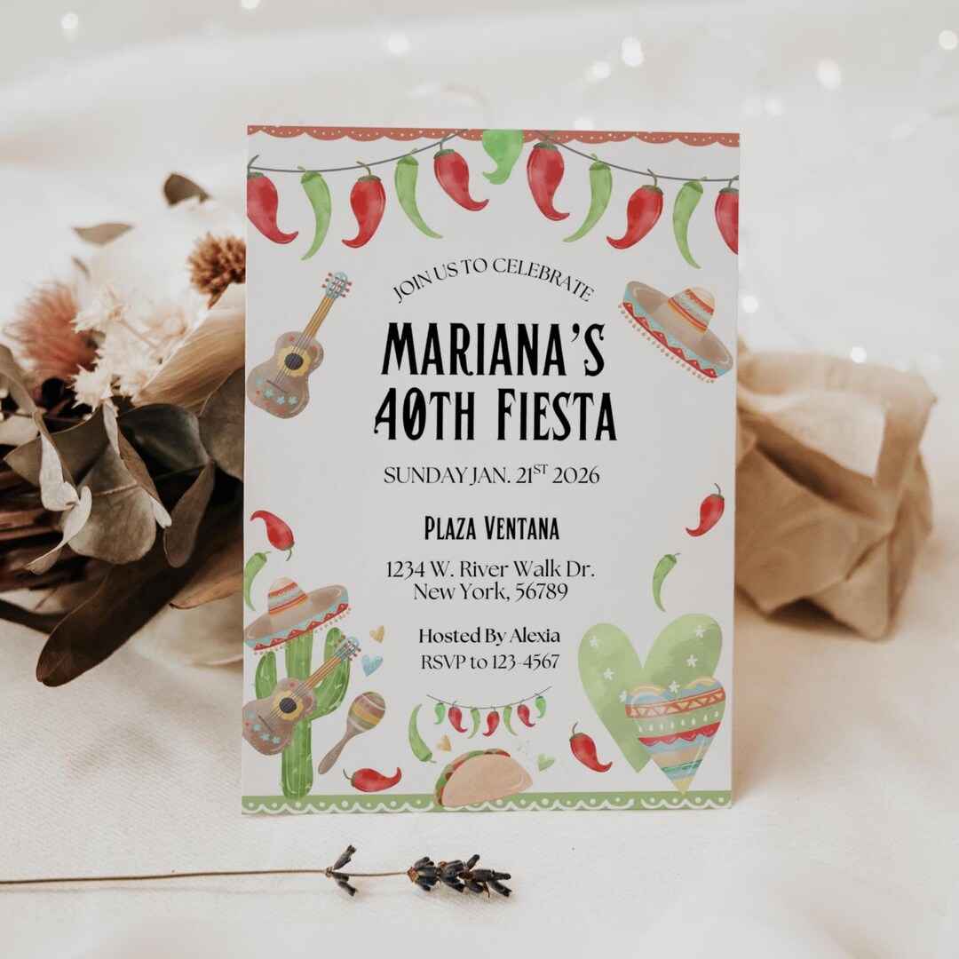 Fiesta Party Invite, Mexican Fiesta, Taco Party, Fiesta Invitations ...