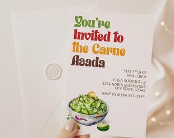 You're Invited to the Carne Asada, Asada Invite, Mexican Invitation, Grill and Chill, Fiesta Invite, Mexican BBQ Party, 5x7 Canva Template