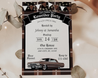Cholo Party, Brown Lowrider Invitation, Chicano Culture, Lowrider Party Invite, Chicano, Cholo Party, Oldies & Homies, 5x7 Canva Template