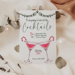 Weihnachts-Cocktail-Party einladen | Weihnachts-Cocktails | Candy Cane Cocktails Weihnachtseinladung | 13x18 cm - Bearbeitbar auf Canva