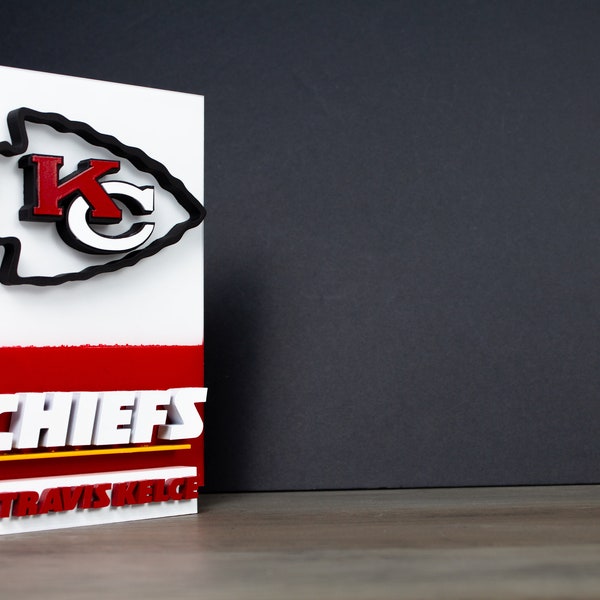 Personalized KC Chiefs 3D Acrylic Display | Custom Name NFL Memorabilia | NFL Team Pride | Home Decor Sports Fans | Unique Chiefs gift