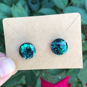 Black and sparkle stud earrings