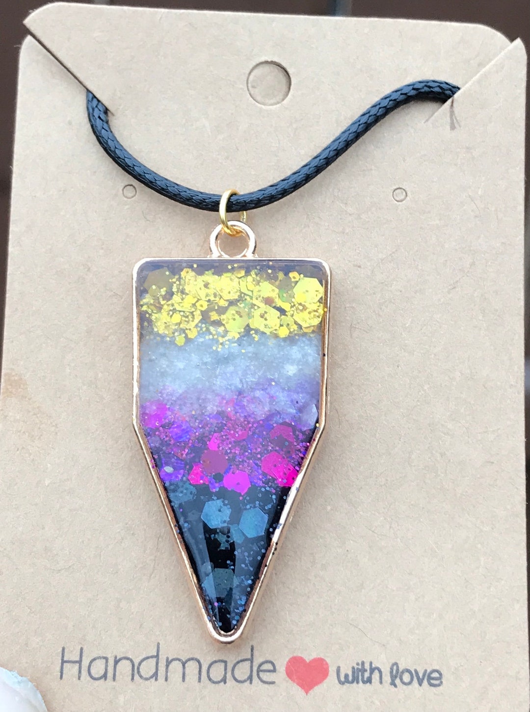 Non Binary Necklace Gold Color Bezel - Etsy