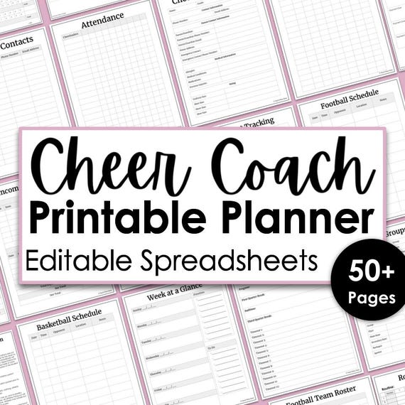 Cheer Coach Planner: Printable Binder Pages & Editable Spreadsheets
