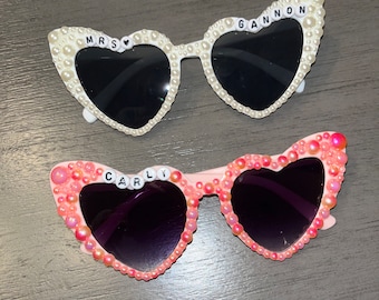 Custom Pearl Sunglasses | Heart Sunglasses | Sunglasses | Bride to Be | Wedding | Engagement Gift | Custom | Pearldazzle
